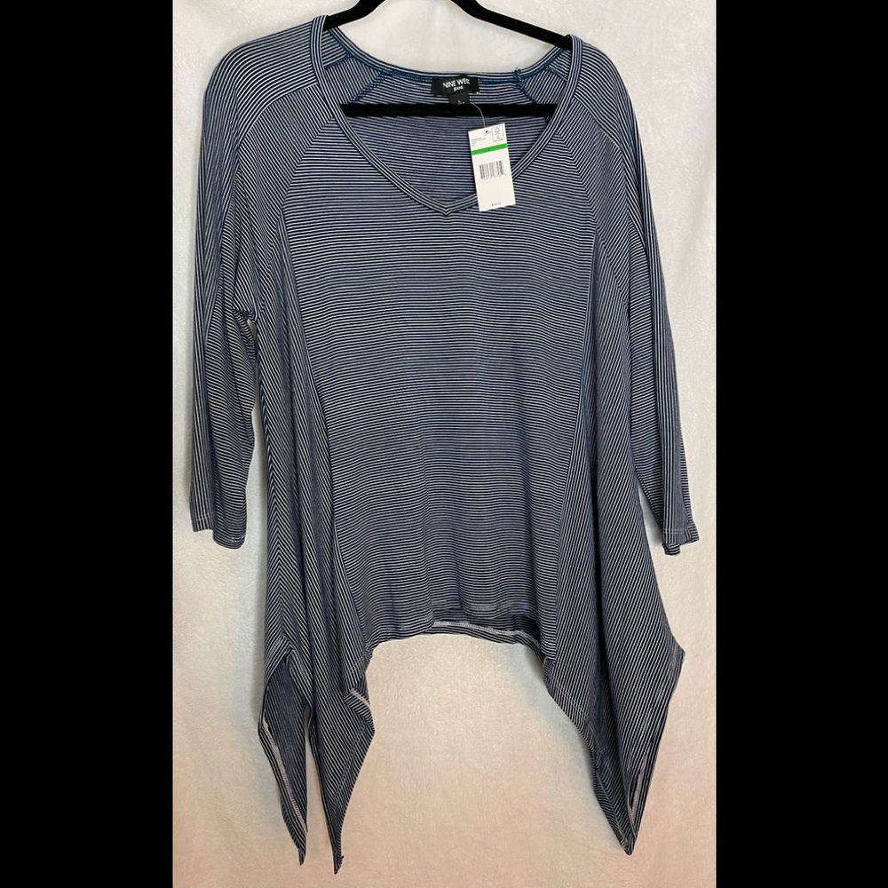 NWT Nine West side tie stripe top- women’s large. New with tags
